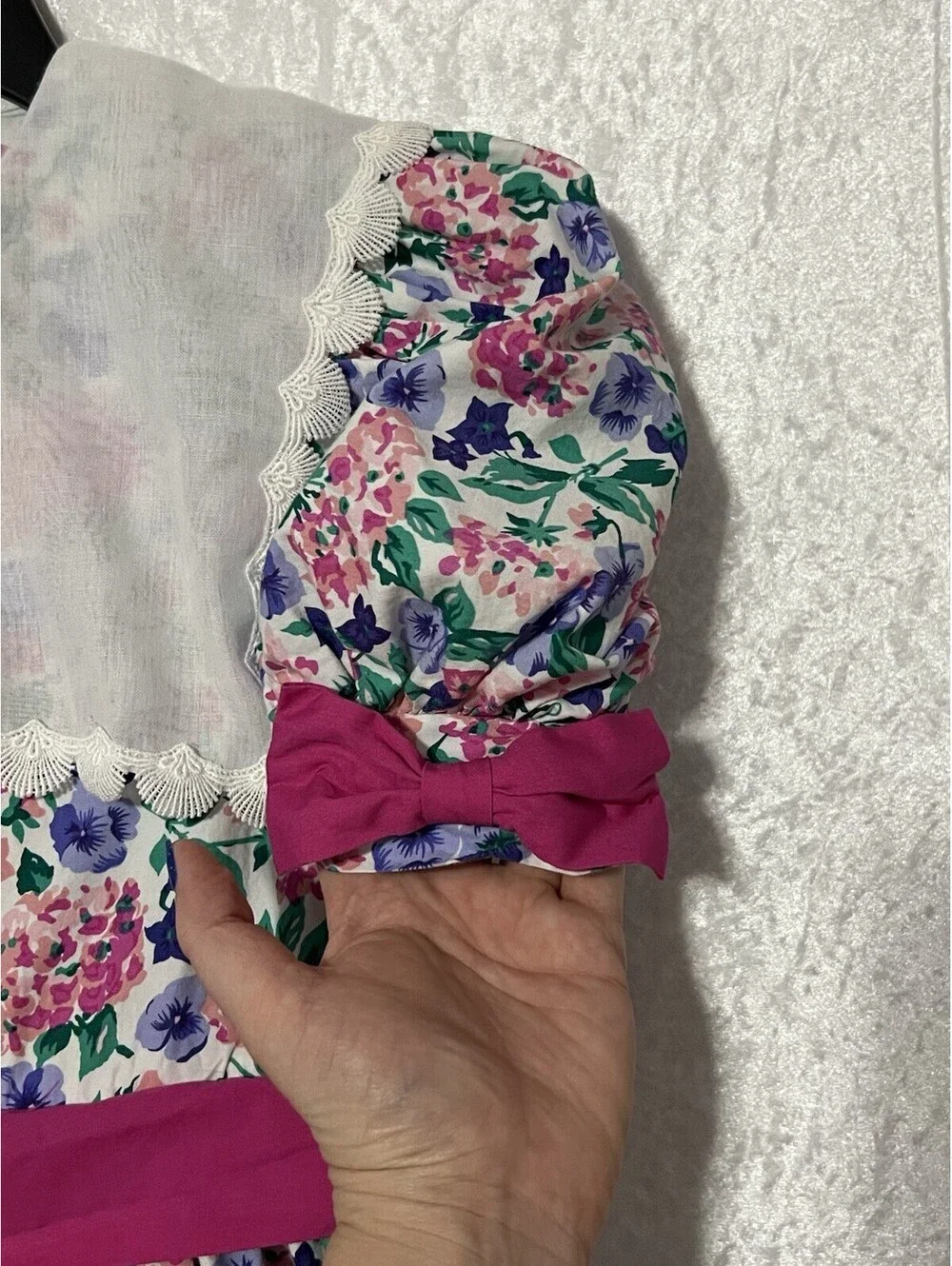 Jane Copeland Vintage VTG Girls Size 10 Floral Dress Pink Purple Short Sleeve